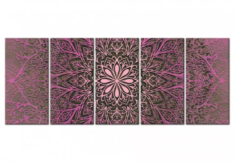 Canvas Print Pink and brown mandala - graphic depicting a fragment of the pattern