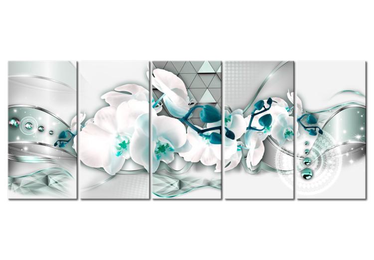 Canvas Print Orchids and Abstraction (5-piece) - Plant Composition in Orchids