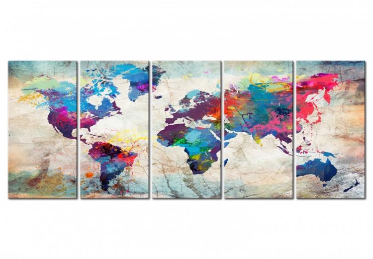 Canvas Print World Map: Cracked Wall