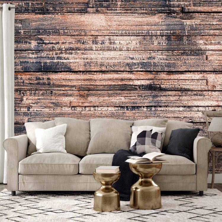 Wall Mural Burnt boards - textured background of old wood with fine soot