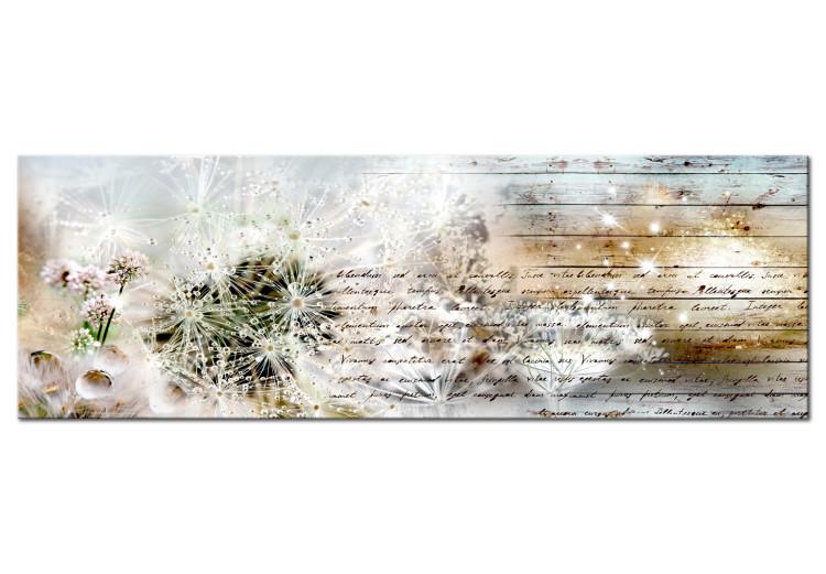 Canvas Print Fluffy Abstraction (1-piece) - Dandelions and Quotes on Wood