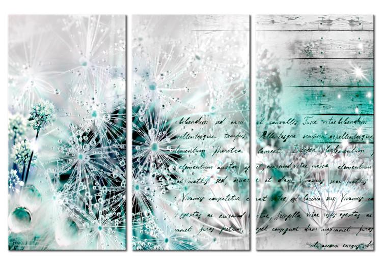 Canvas Print Cold Breeze (3-piece) - Quotes and Botanical Motifs in Water's Gleam