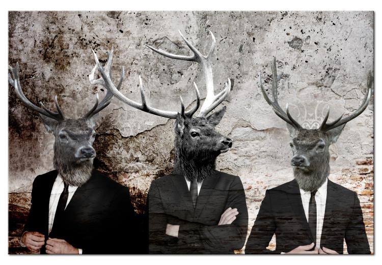 Canvas Print Deer in Suits (1-piece) - Playful Characters in Banksy Style
