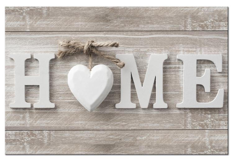 Canvas Print Heart of Home (1-piece) - White English Text in Vintage Style