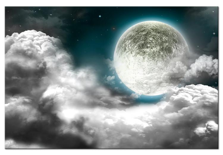 Canvas Print Silver Globe (1-piece) - Thick Clouds and Moonlit Sky