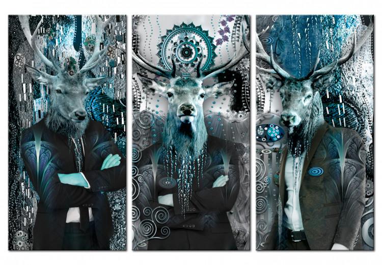 Canvas Print Animal Trio (3 Parts) Blue