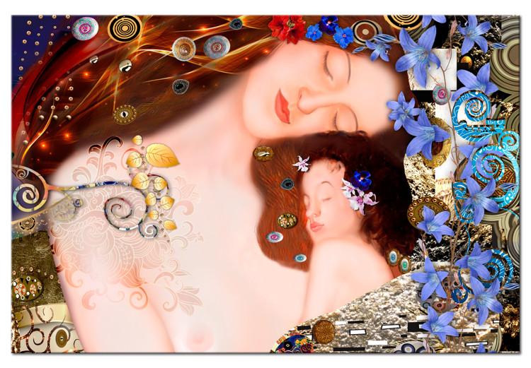 Canvas Print Motherly Embrace (1-part) Wide - Woman and Child Abstraction