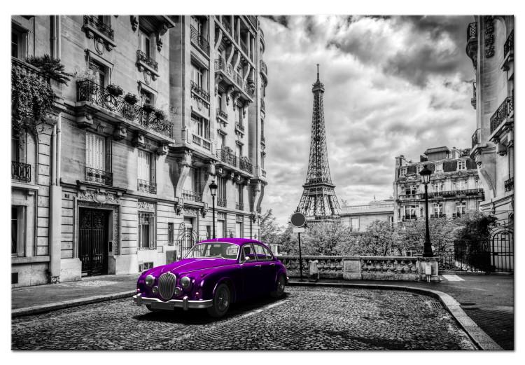 Canvas Print Car in Paris (1-part) Wide - Purple Car against Paris