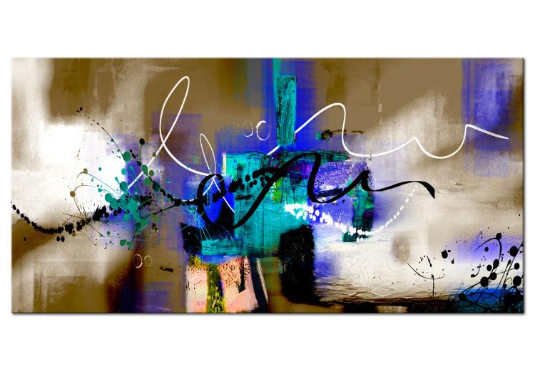 Canvas Print Artist's signature - abstraction with a predominance of blue and brown