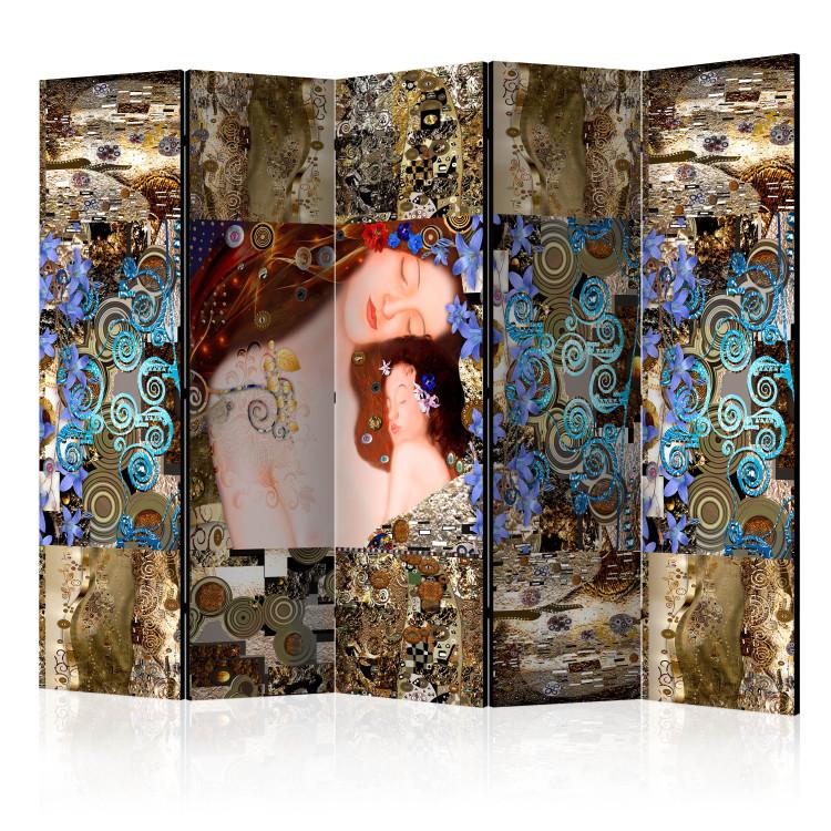 Room Divider Motherly Embrace II - colorful abstraction of people in the style of Gustav Klimt