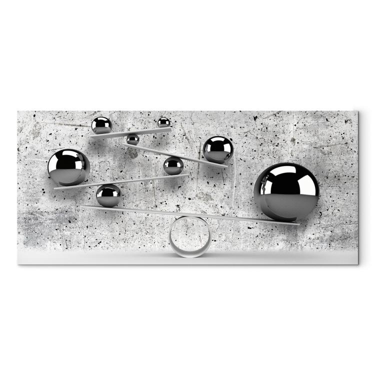 Canvas Print Spheres and Concrete (1-part) Wide - Futuristic Balls on Gray Background