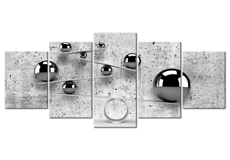 Canvas Print Spheres on Equilibrium (5-part) Wide - Concrete Background Abstraction