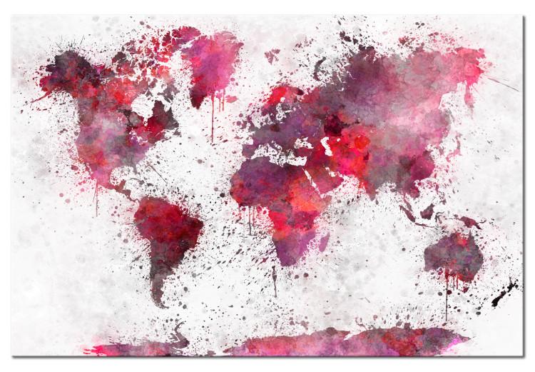 Canvas Print World Map: Red Watercolors (1 Part) Wide