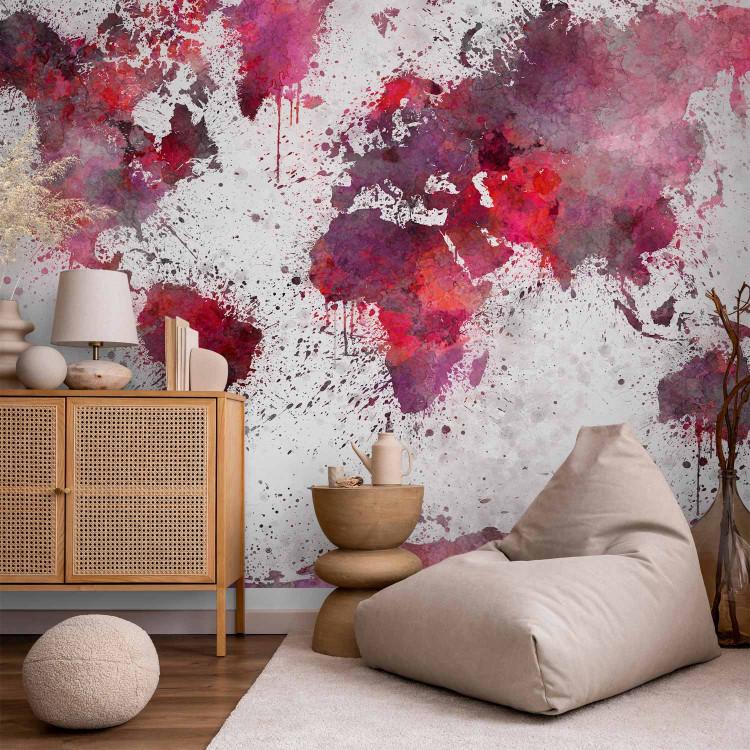 Wall Mural World Map: Red Watercolors