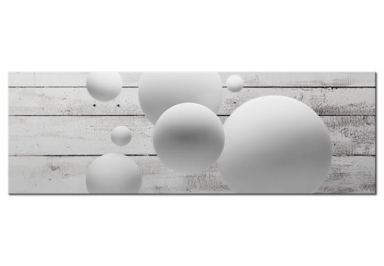 Canvas Print Spheres and Boards (1-part) Narrow - 3D Spheres on Wooden Texture