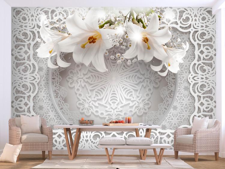 Wall Mural Exotic ornaments - composition with floral motif on white background