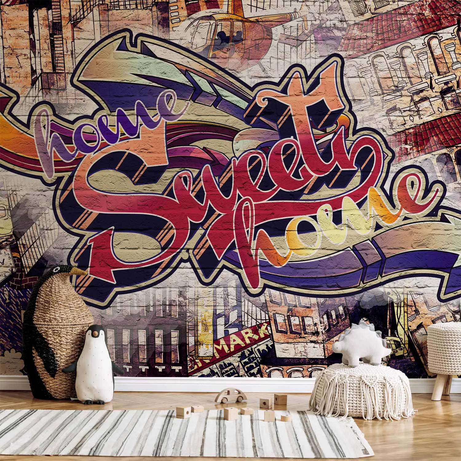 graffiti brick wall wallpaper