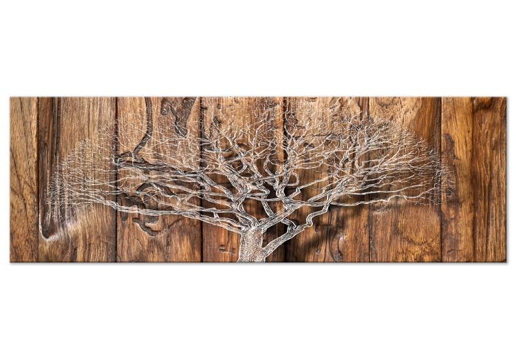 Canvas Print Tree Chronicle (1-part) Narrow - Landscape on Brown Texture