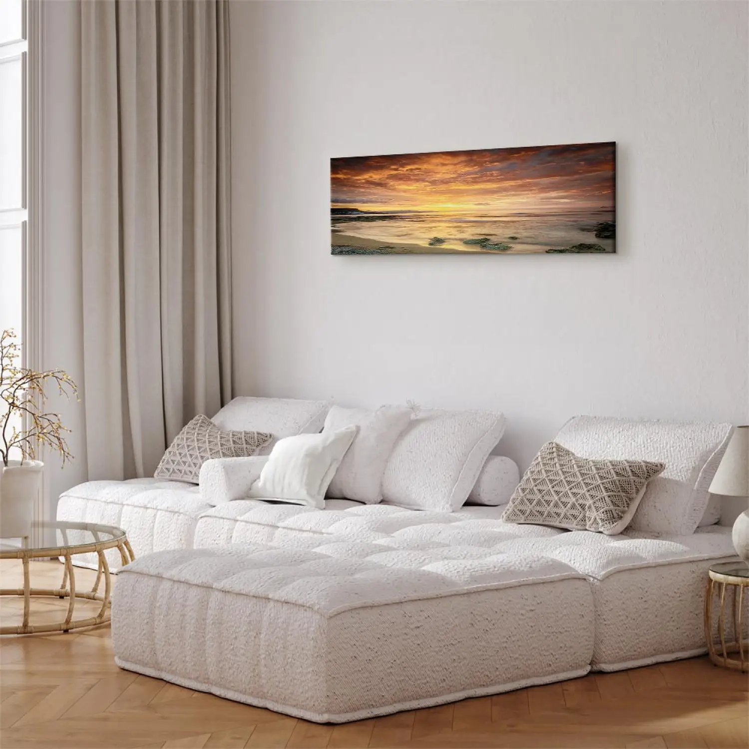 Canvas Painting Sunset - seaside panorama in warm colors - bimago