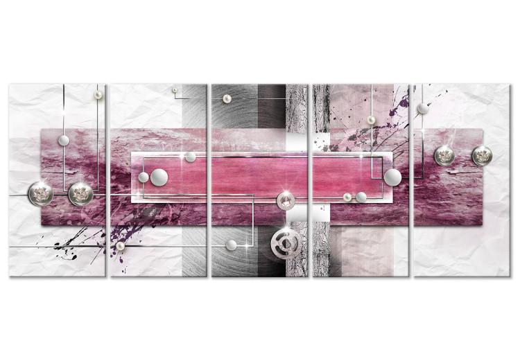 Canvas Print Mysterious Mechanism (5-part) Narrow - Abstraction on Light Background