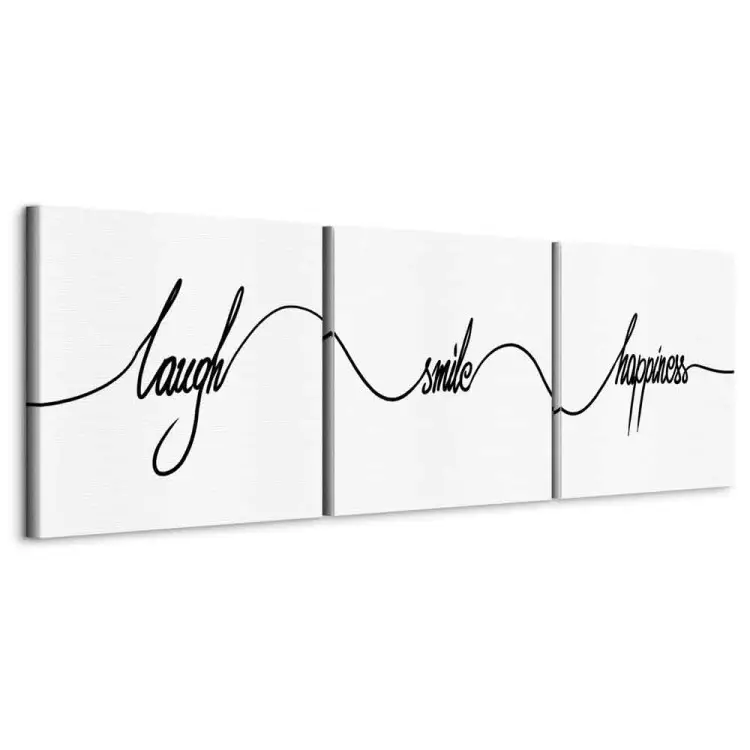 Laugh Smile Happiness (3-piece) - Minimalistic Stylish Inscriptions