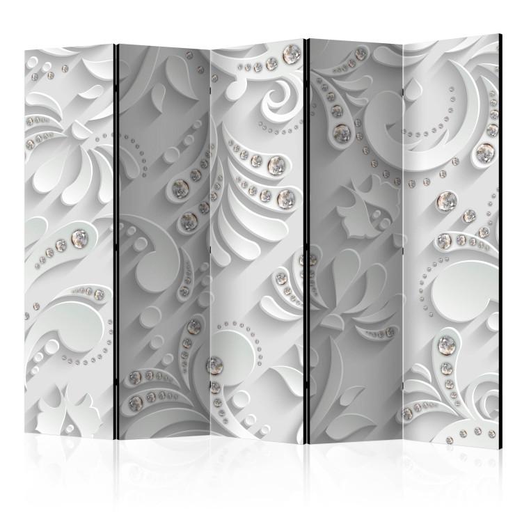 Room Divider Flowers in Crystals II - plant patterns with crystals on a white texture