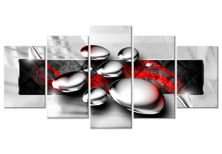 Canvas Print Shiny Stones (5 Parts) Wide Red
