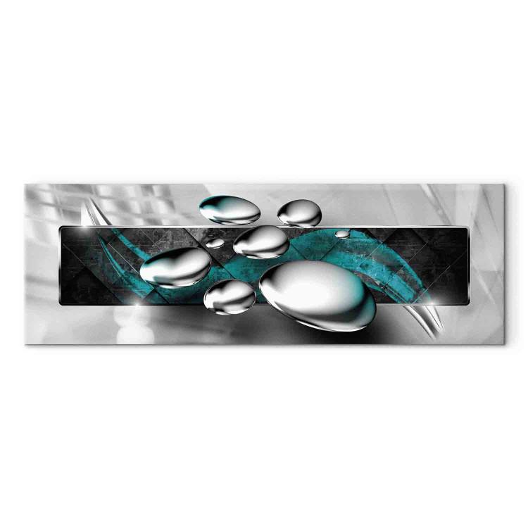 Canvas Print Shining Stones (1-part) Narrow Turquoise - Gray Abstraction