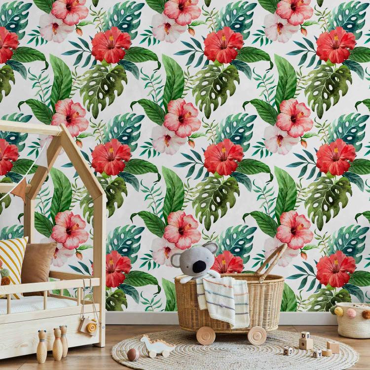 Wallpaper Tropical Flowers (Red)