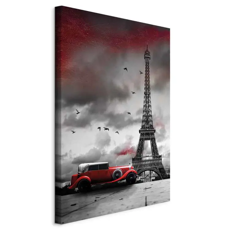 Red Car in Paris Vertical