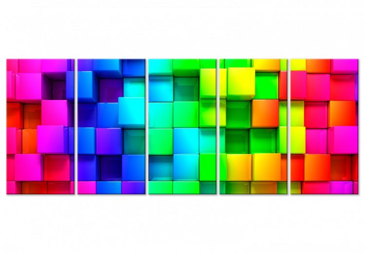 Canvas Print Colourful Cubes (5 Parts) Narrow