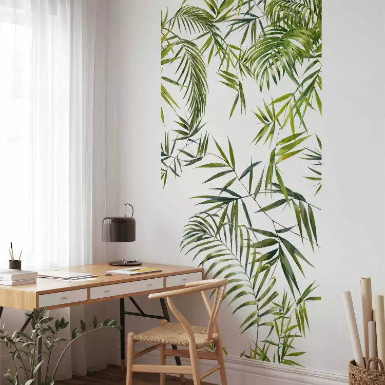 Bamboo jungle - plant motif with tropical leaves on white background
