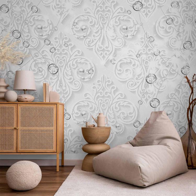 Wall Mural Ornaments - background in shades of grey with regular pattern and diamonds