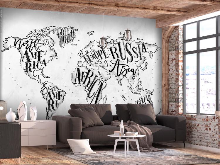 Wall Mural Retro Continents (Grey)