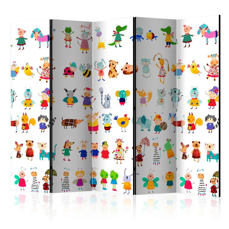 Room Divider Cartoon Animals II - colorful drawn animals on a white background