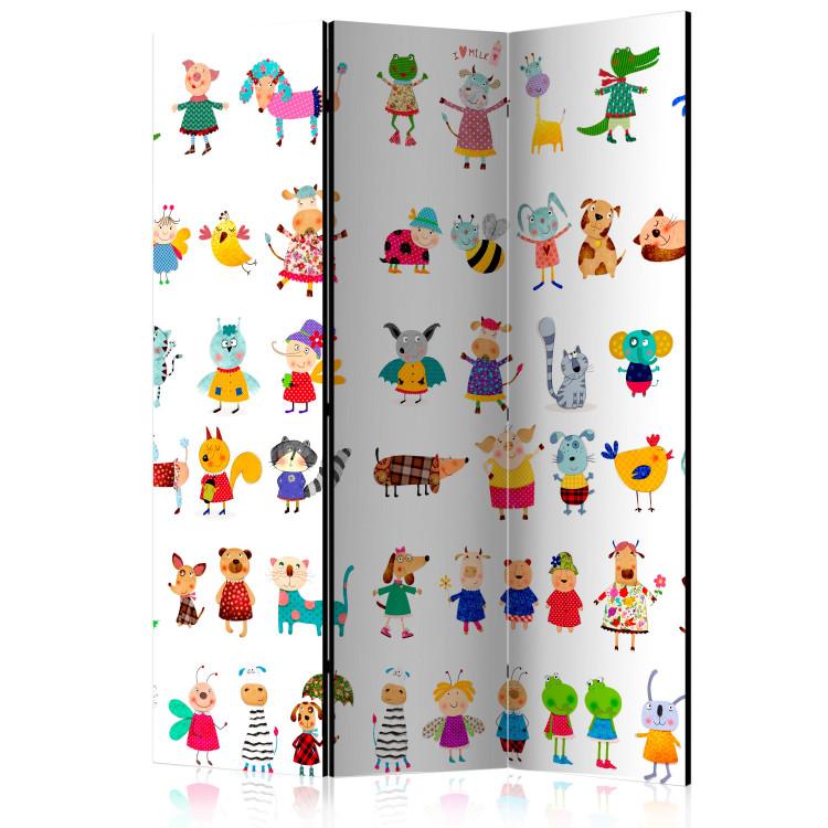 Room Divider Cartoon Animals - colorful cartoon animals on a white background