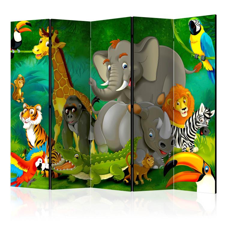 Room Divider Colorful Safari II - cartoon animals against the backdrop of an African jungle