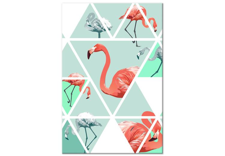Canvas Print Geometric Flamingos (1 Part) Vertical