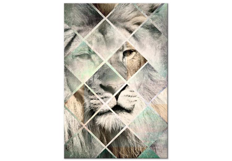 Canvas Print Lion on the Chessboard (1 Part) Vertical