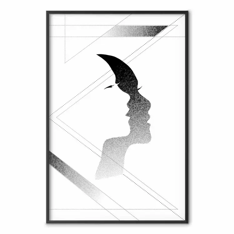 Woman's Shadow - geometric abstraction with a black and white woman's face
