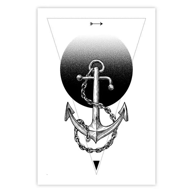 Anchor - black and white geometric composition with an anchor and a triangle