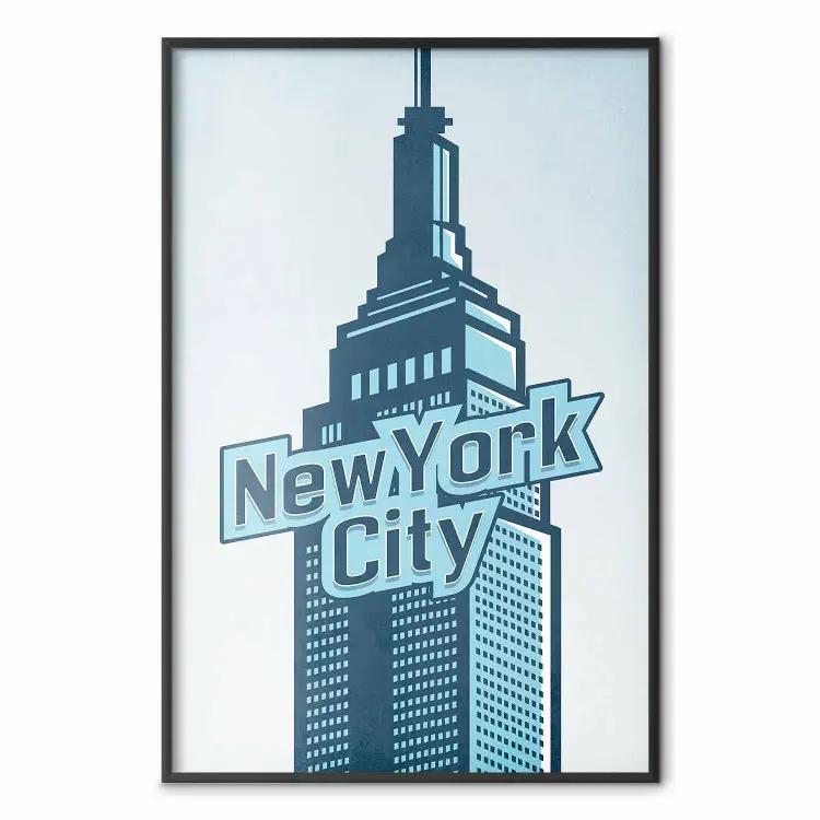 New York - architecture and English text in blue aesthetics