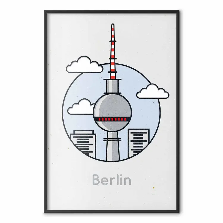 Berlin - urban architecture of Germany amidst clouds and English text