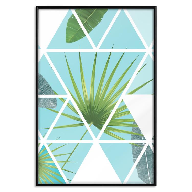 Poster Geometric palm - abstract composition with leaves on a triangle background