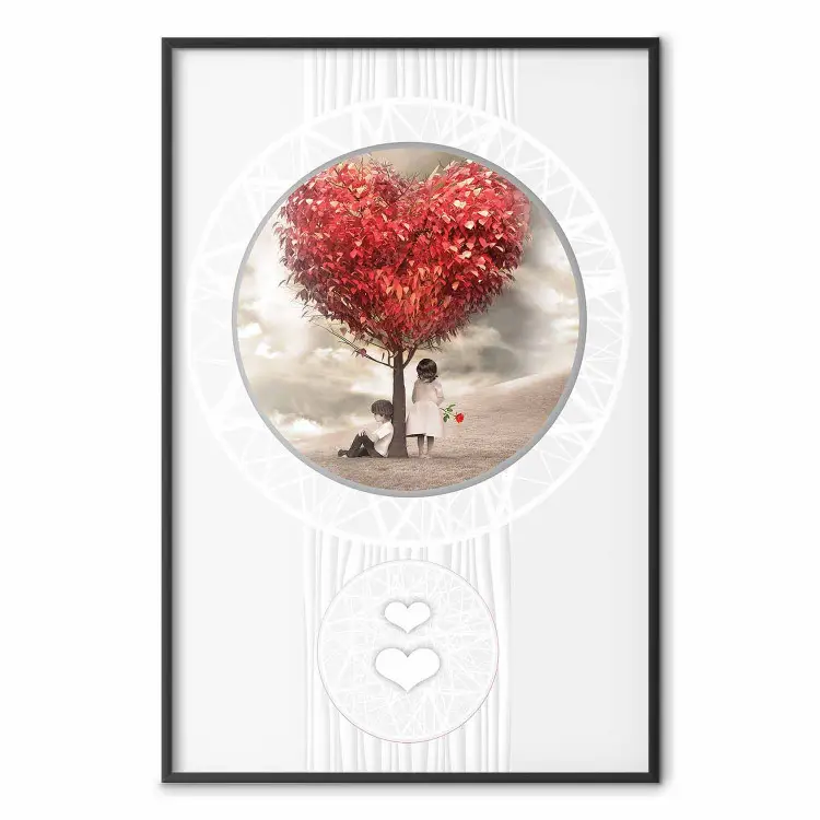 Children under the tree - two little people in a loving composition