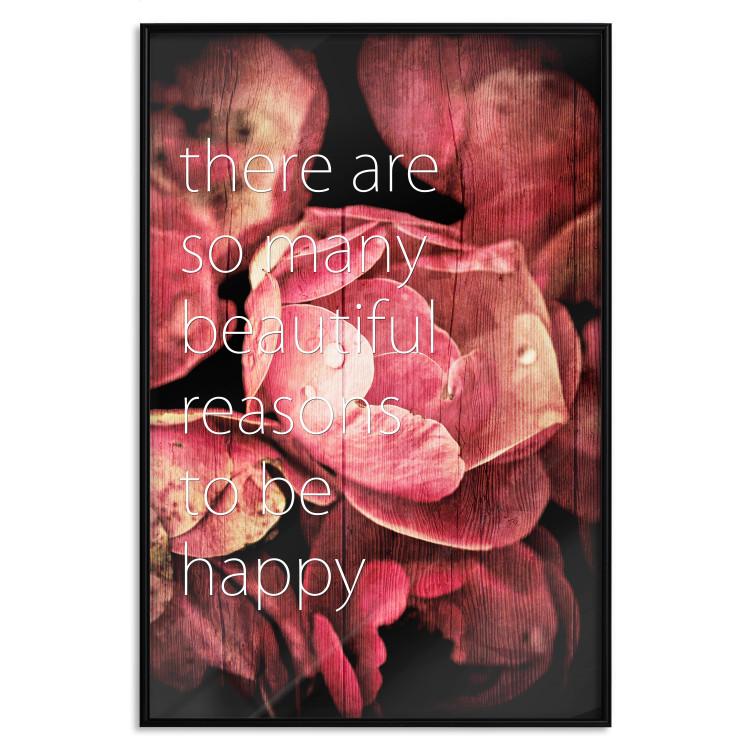 Poster There Are so Many Beautiful Reasons to Be Happy - White text and flowers