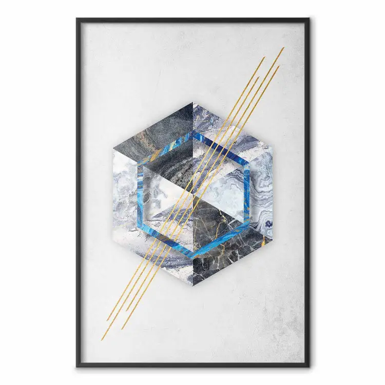 Hexagonal Eye - Geometric abstraction in silver with a touch of gold