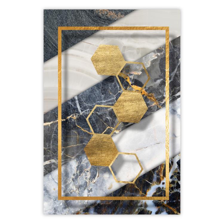 Poster Geometric Chain - Elegant gold abstraction on a marble background