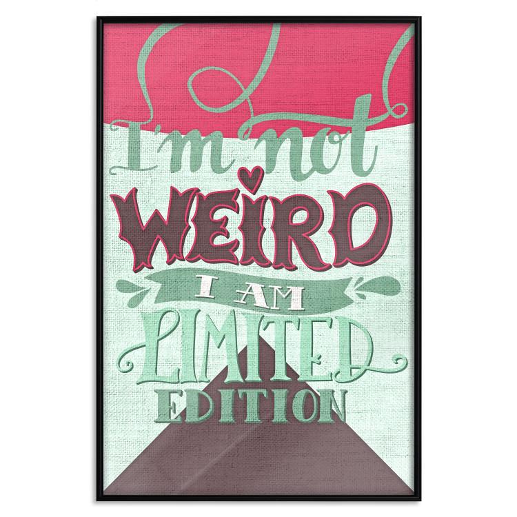 Poster I'm not weird - cheerful English text on a three-color background