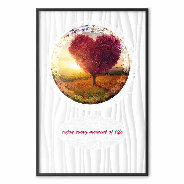Enjoy Every Moment - heart-shaped tree and English text